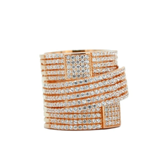 925 Sterling Silver Multi Row Wide Ring