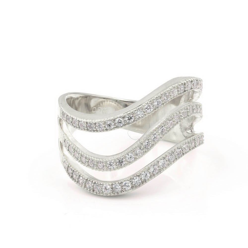 925 Sterling Silver Three Row Ring