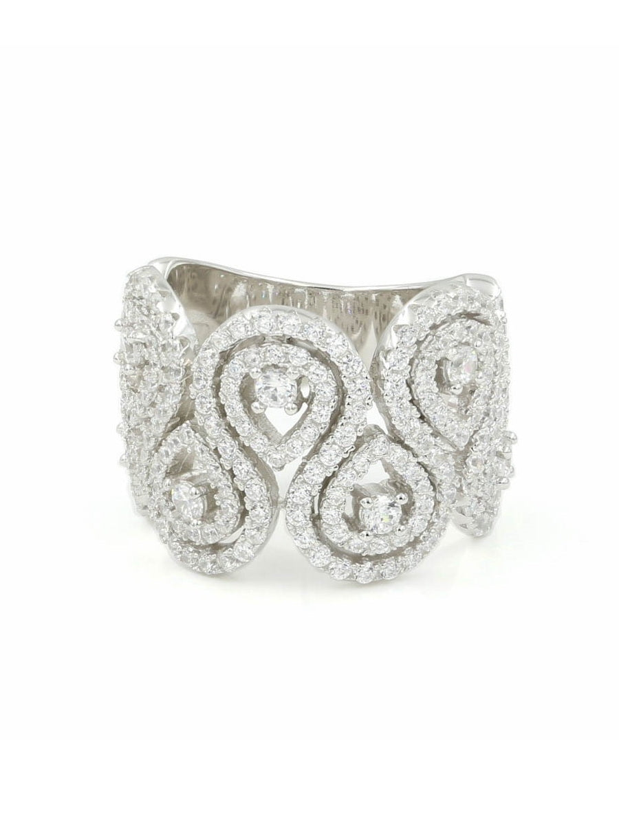 925 Sterling Silver CZ Intertwined Cocktail Ring