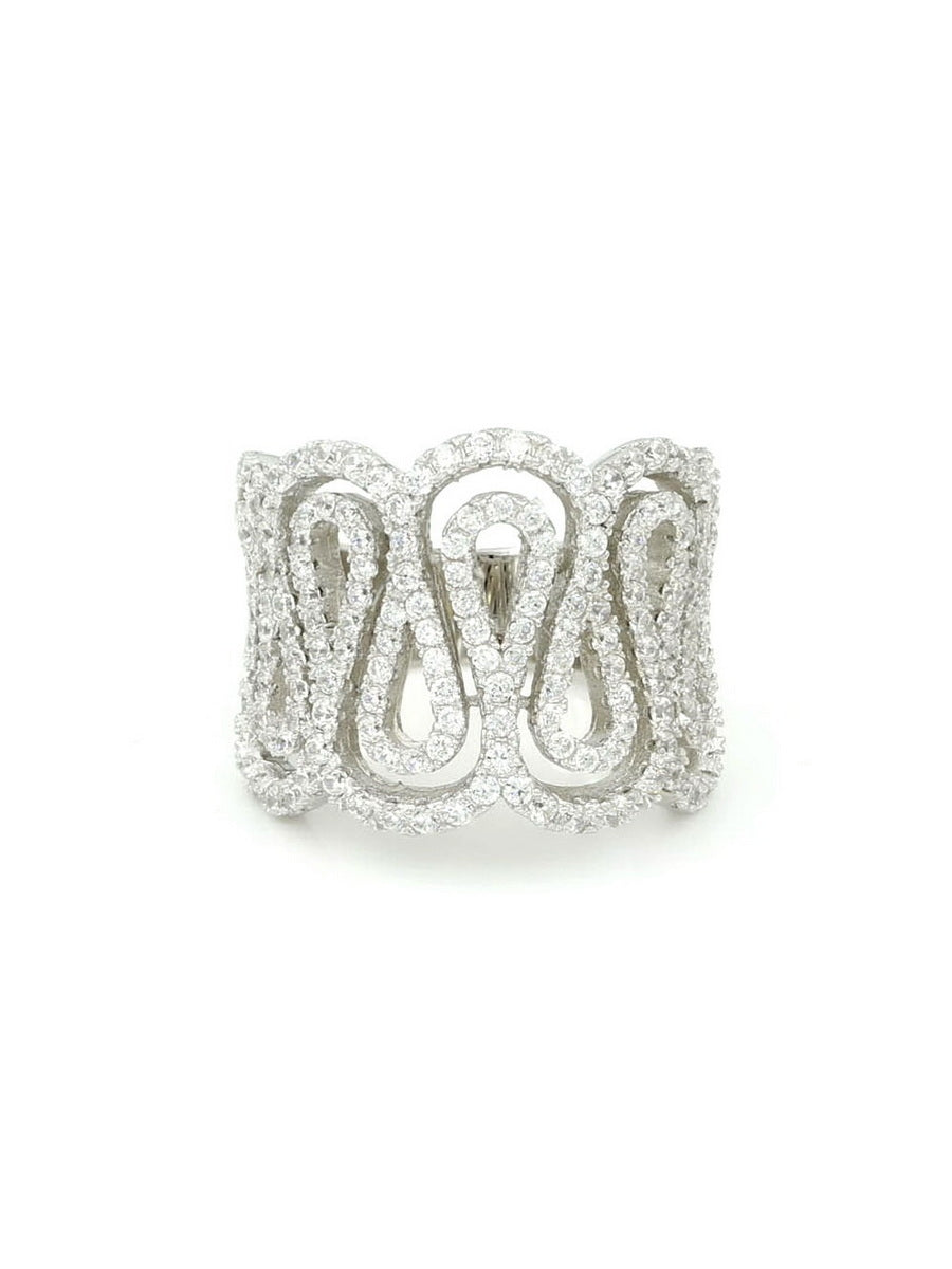 925 Sterling Silver CZ Intertwined Cocktail Ring