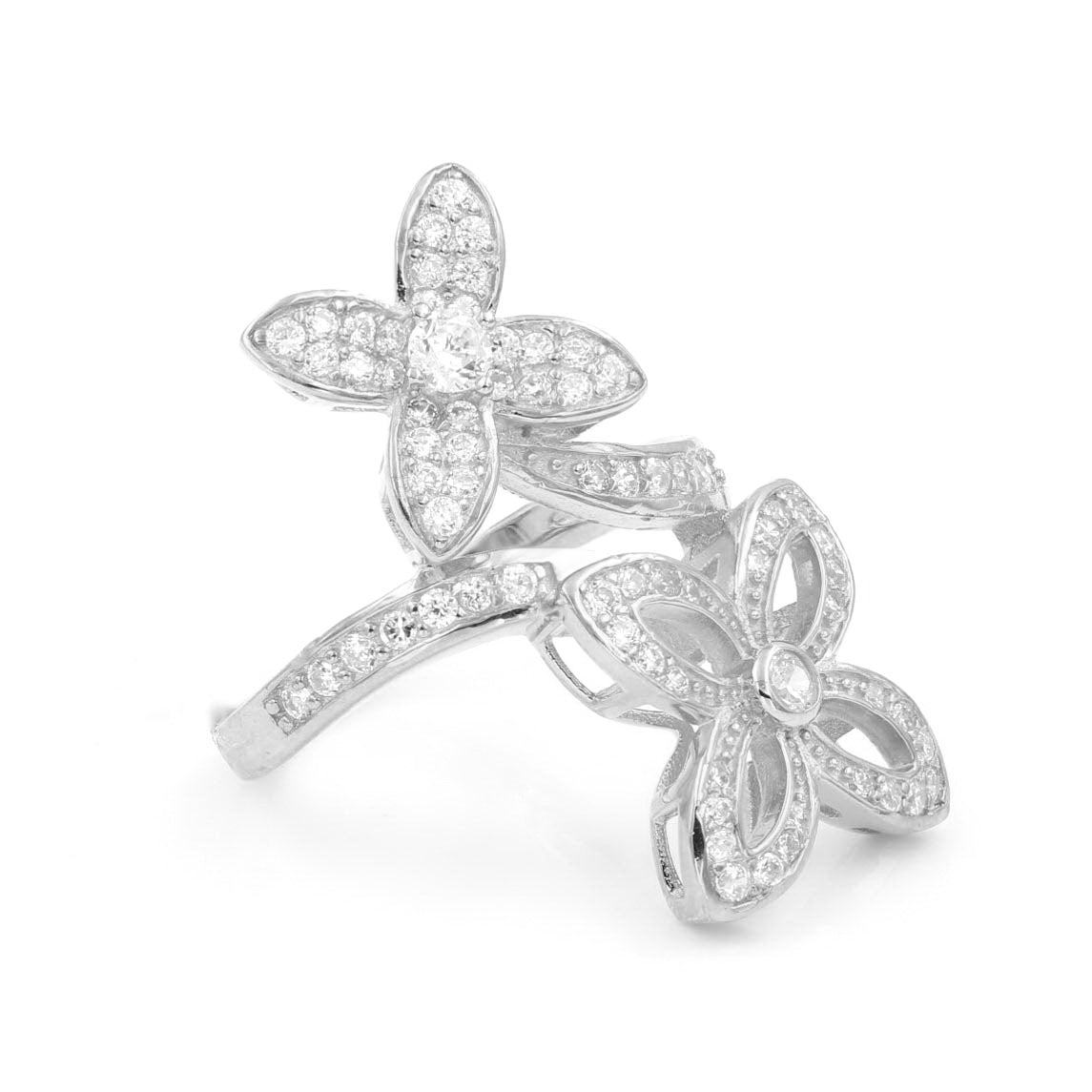 925 Sterling Silver Elegant Flower Cocktail Ring