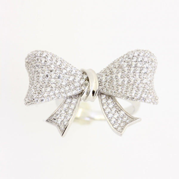 925 Sterling Silver Bow CZ Cocktail Ring