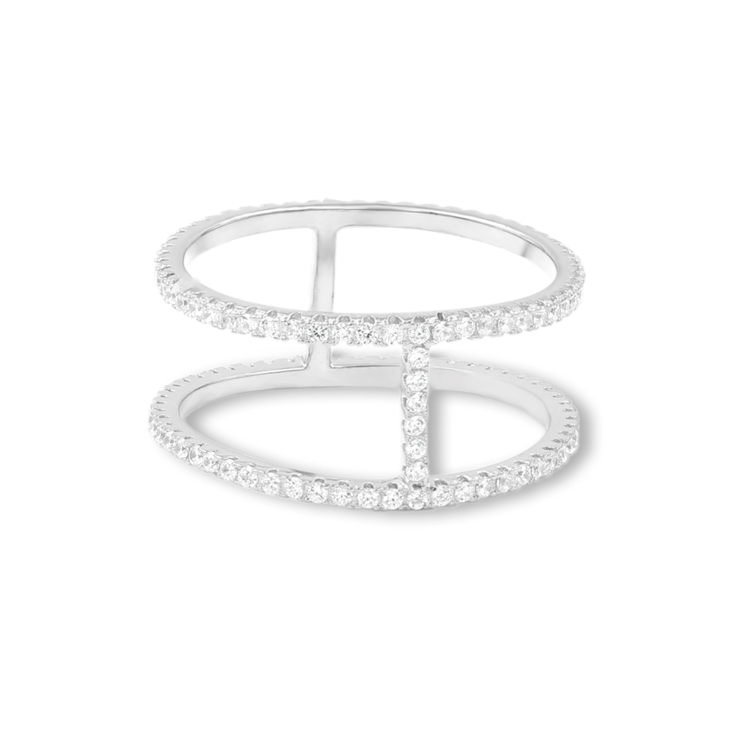 925 Sterling Silver CZ Loop Ring