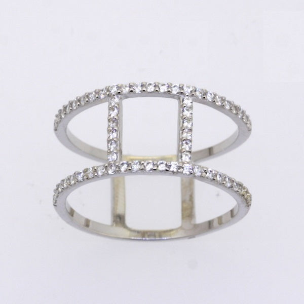 925 Sterling Silver CZ Loop Ring