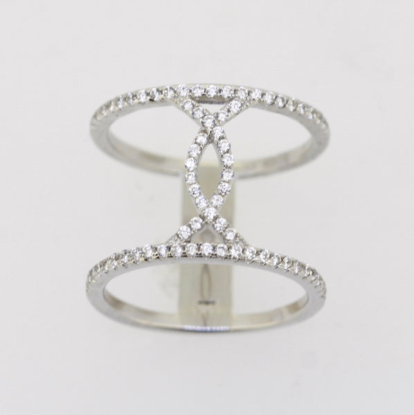 925 Sterling Silver CZ Loop Ring