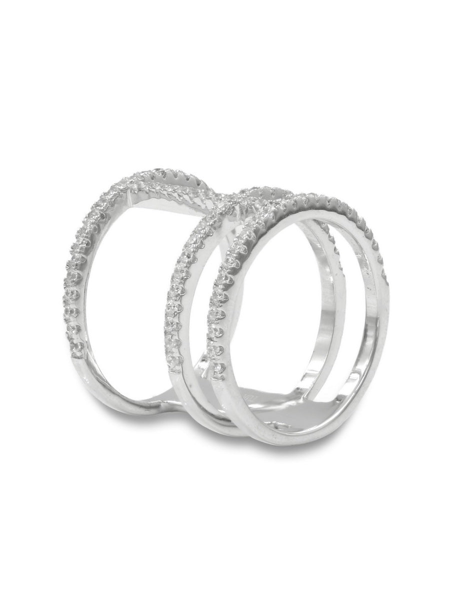 925 Sterling Silver CZ Loop Ring