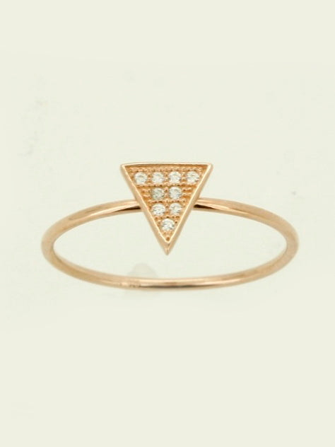 925 Sterling Silver CZ Triangle Ring