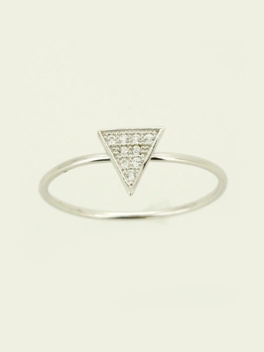 925 Sterling Silver CZ Triangle Ring