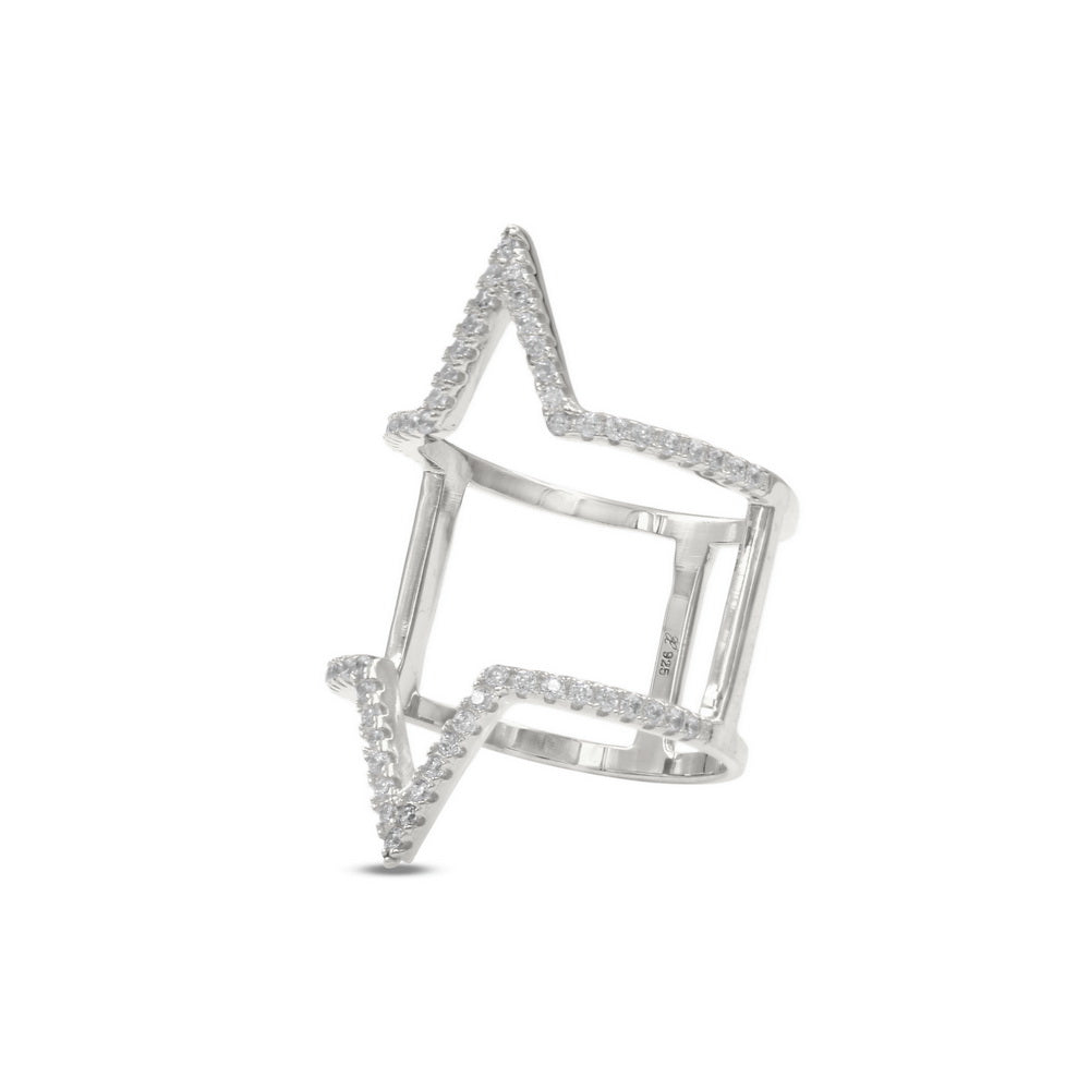 925 Sterling Silver CZ Triangle Loop Ring