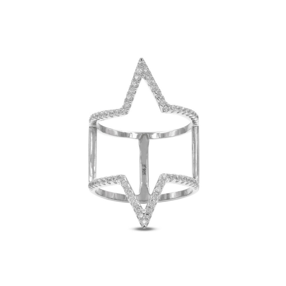 925 Sterling Silver CZ Triangle Loop Ring