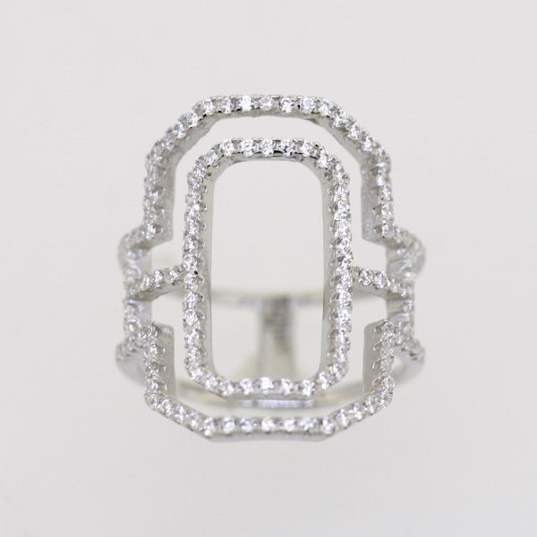 925 Sterling Silver CZ Loop Ring