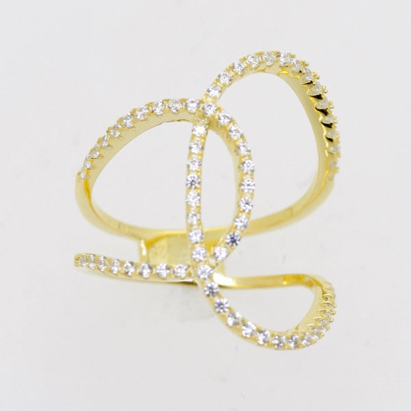 925 Sterling Silver CZ Irregular Loop Ring