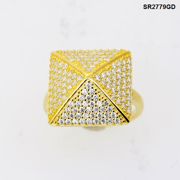 925 Sterling Silver Pyramid CZ Cocktail Ring