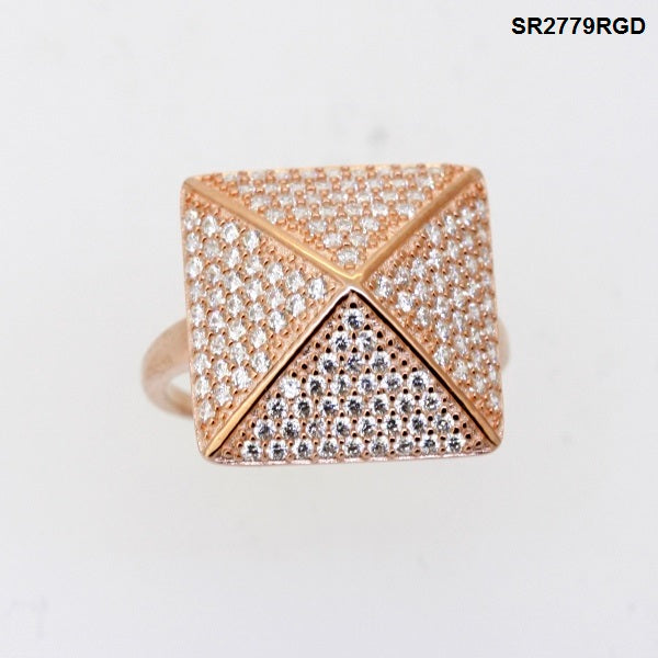 925 Sterling Silver Pyramid CZ Cocktail Ring