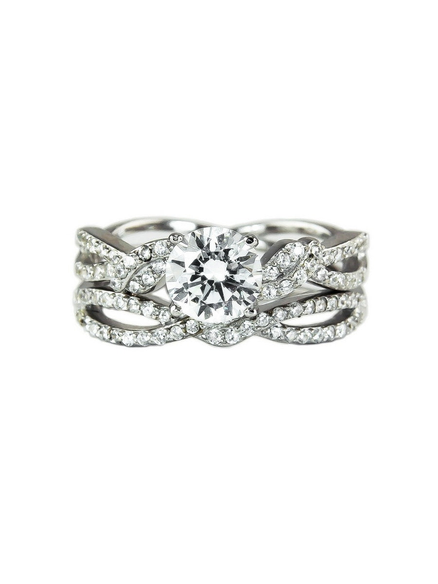 925 Sterling Silver CZ Intertwined Ring