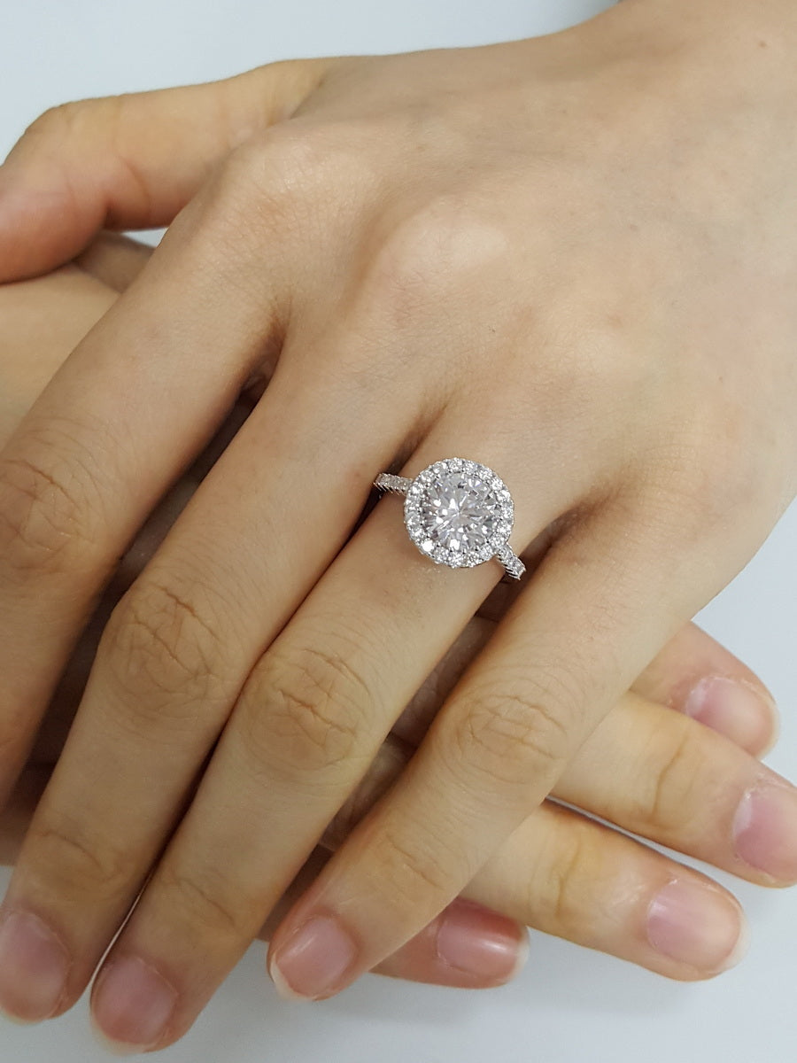 925 Silver Cubic Zirconia Halo Setting Ring