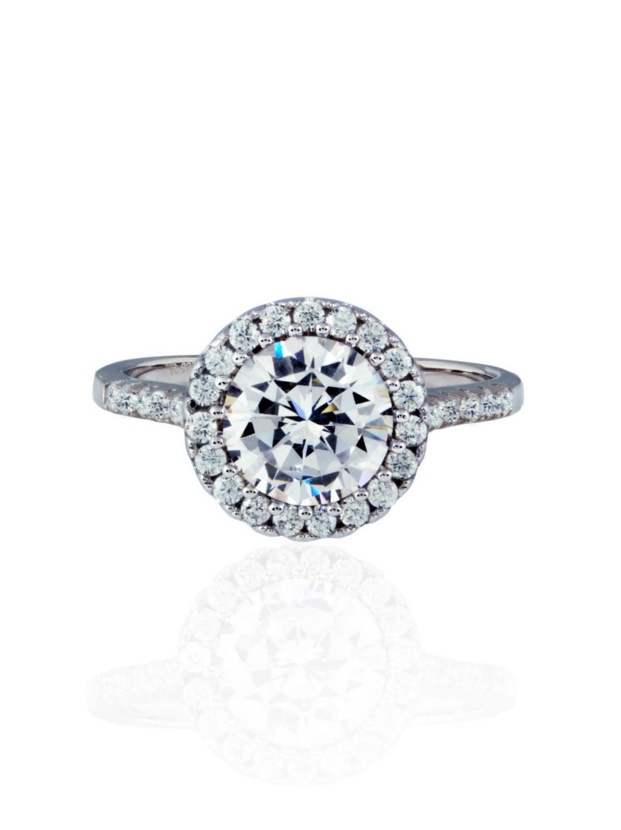 925 Silver Cubic Zirconia Halo Setting Ring