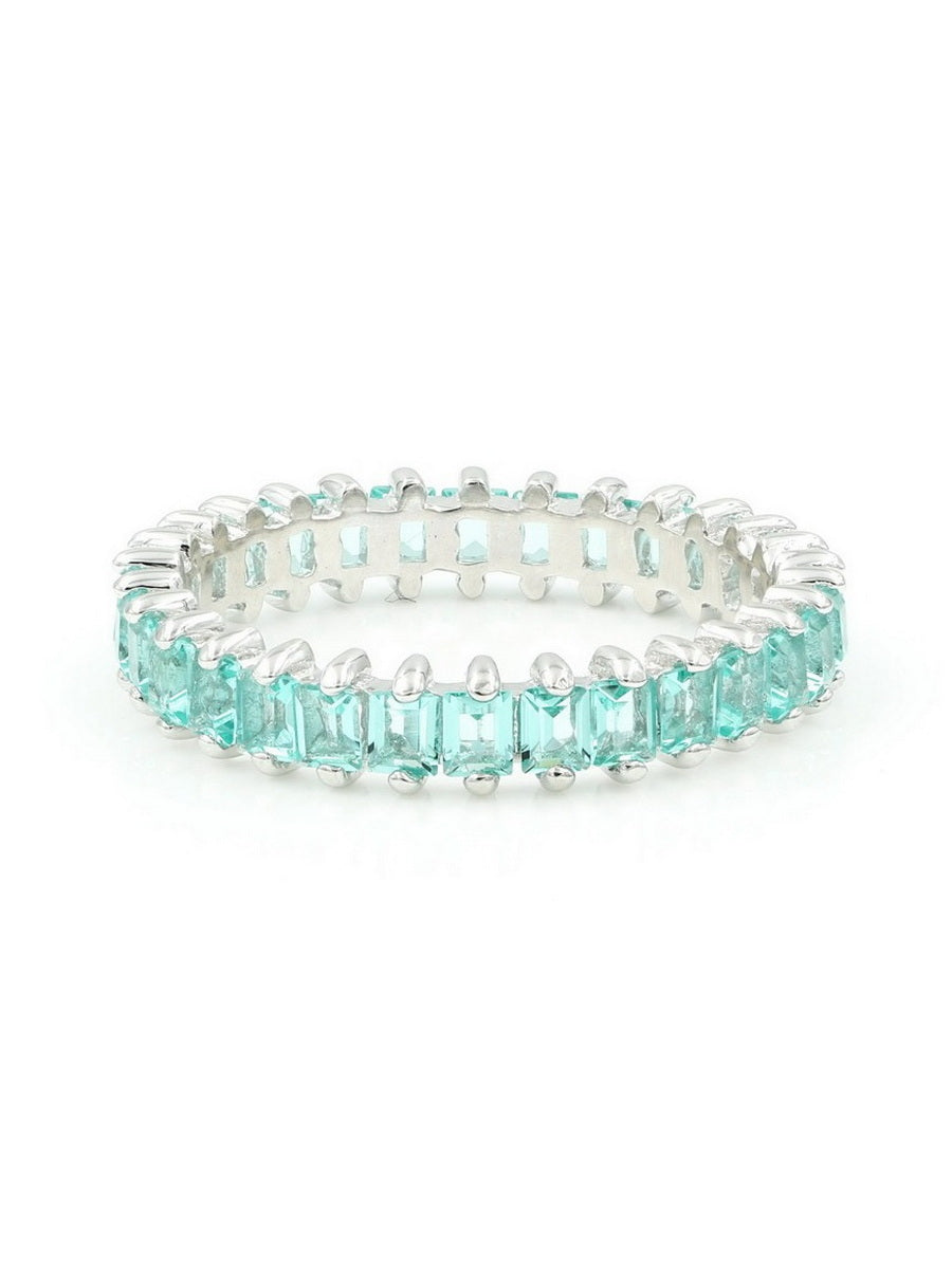 925 Sterling Silver Emerald cut Band Ring