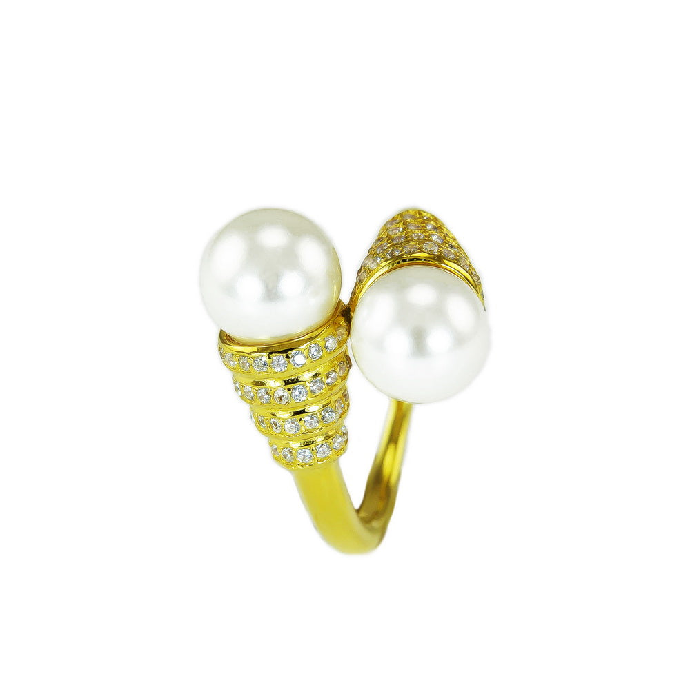 Elegant Shell Pearls Open Ring