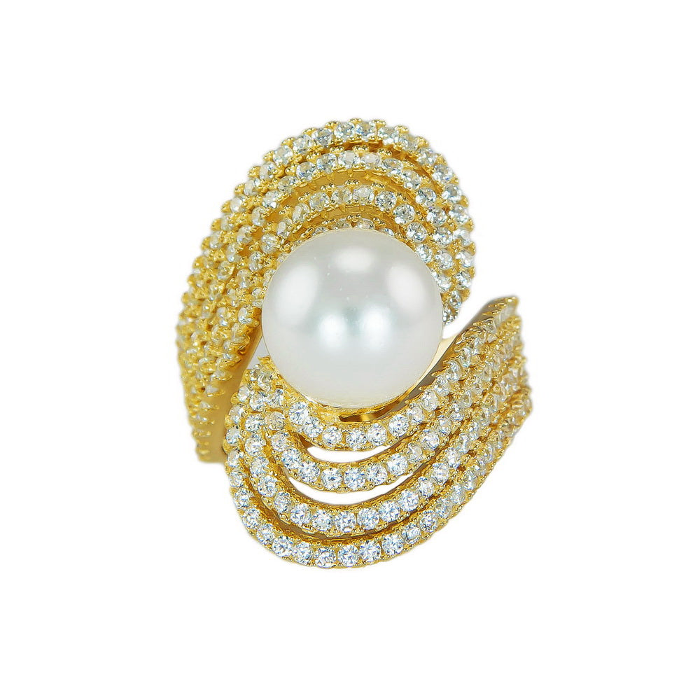 925 Sterling Silver Big Shell Pearl Ring