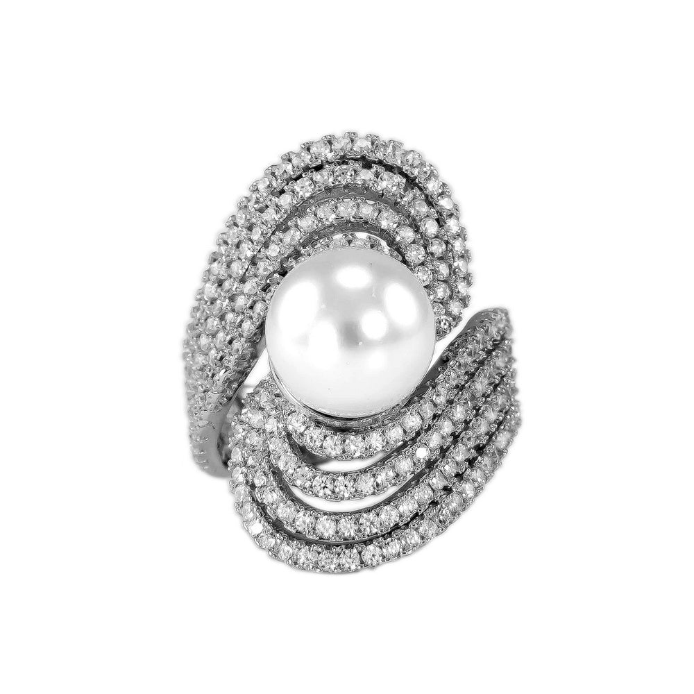 925 Sterling Silver Big Shell Pearl Ring