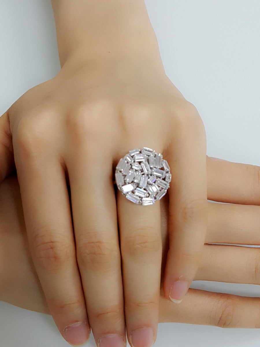 Baguette Cluster Fashion CZ Ring