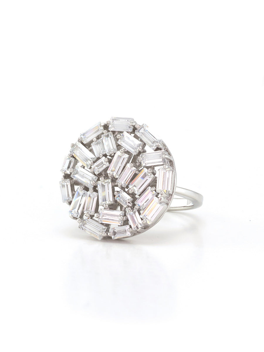 Baguette Cluster Fashion CZ Ring