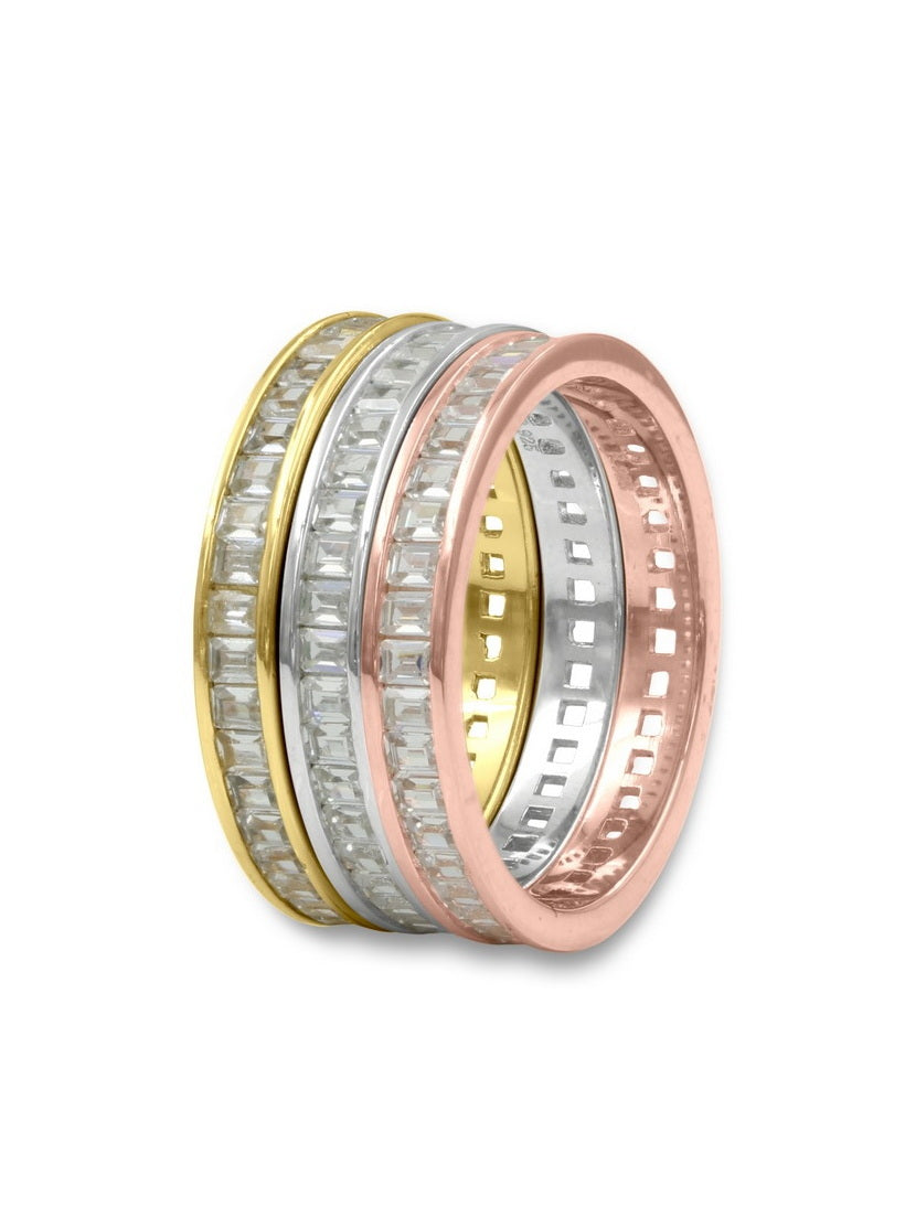925 Sterling Silver Baguette CZ Stacking Ring