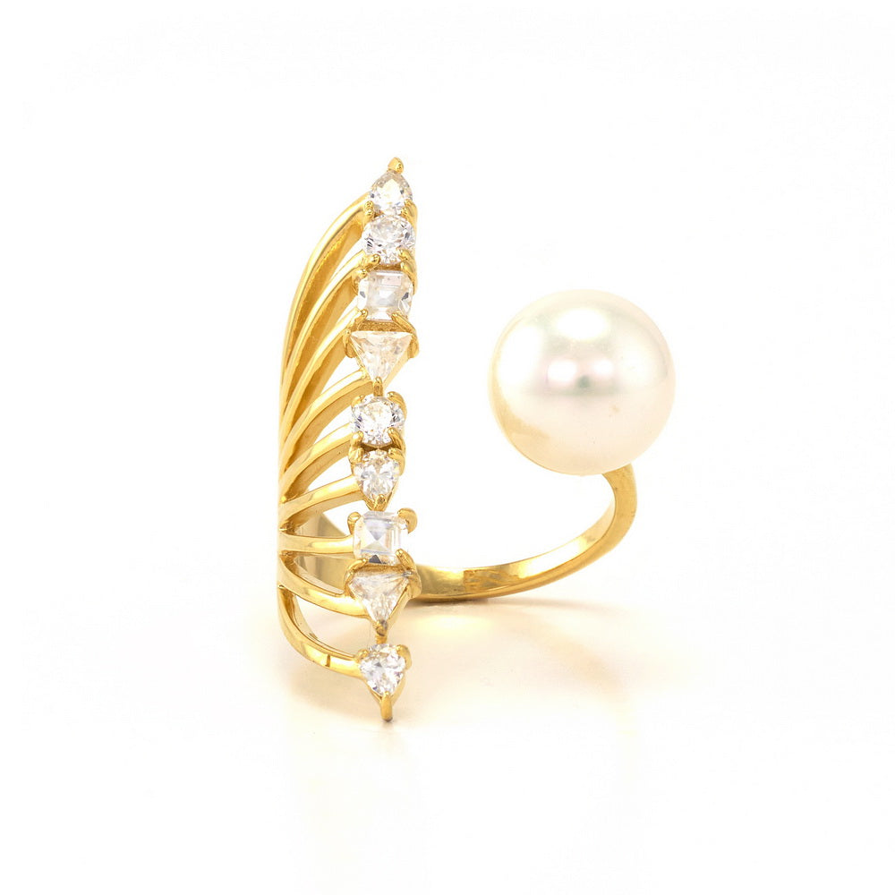 Accent Shell Pearls Open Cocktail Ring