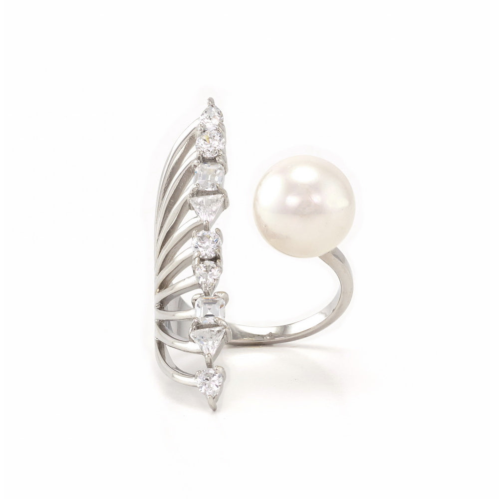 Accent Shell Pearls Open Cocktail Ring