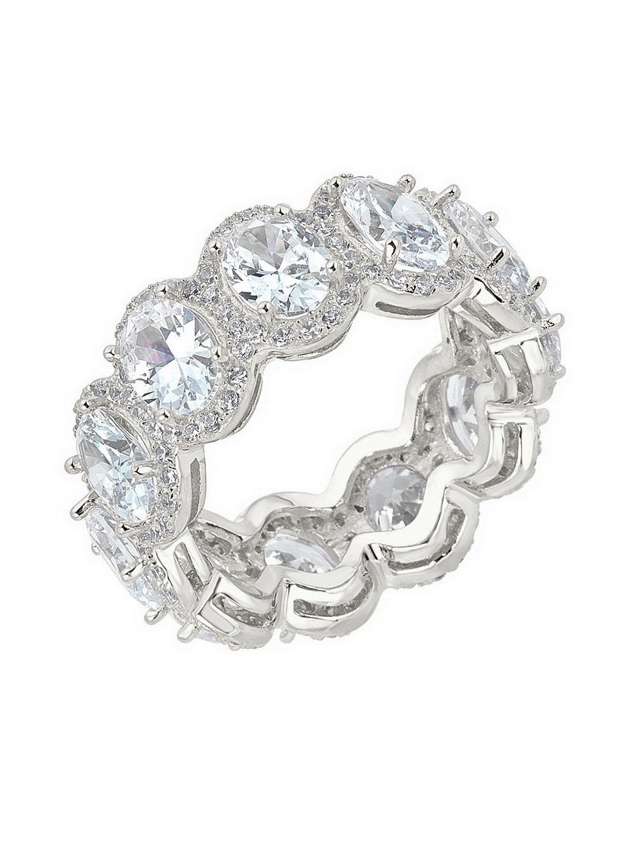 925 Silver Oval Shape CZ Eternity Ring