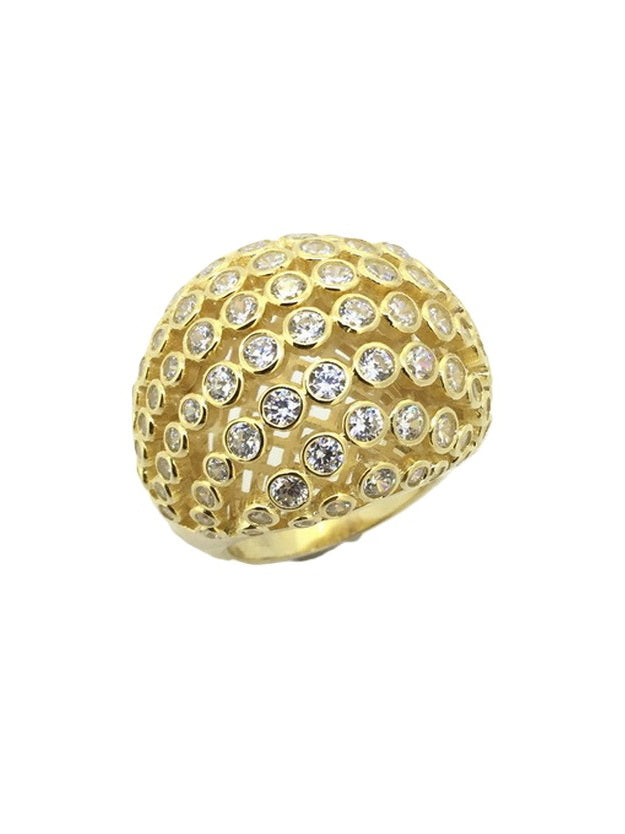 925 Sterling Silver Multi Row CZ Pave Dome Ring