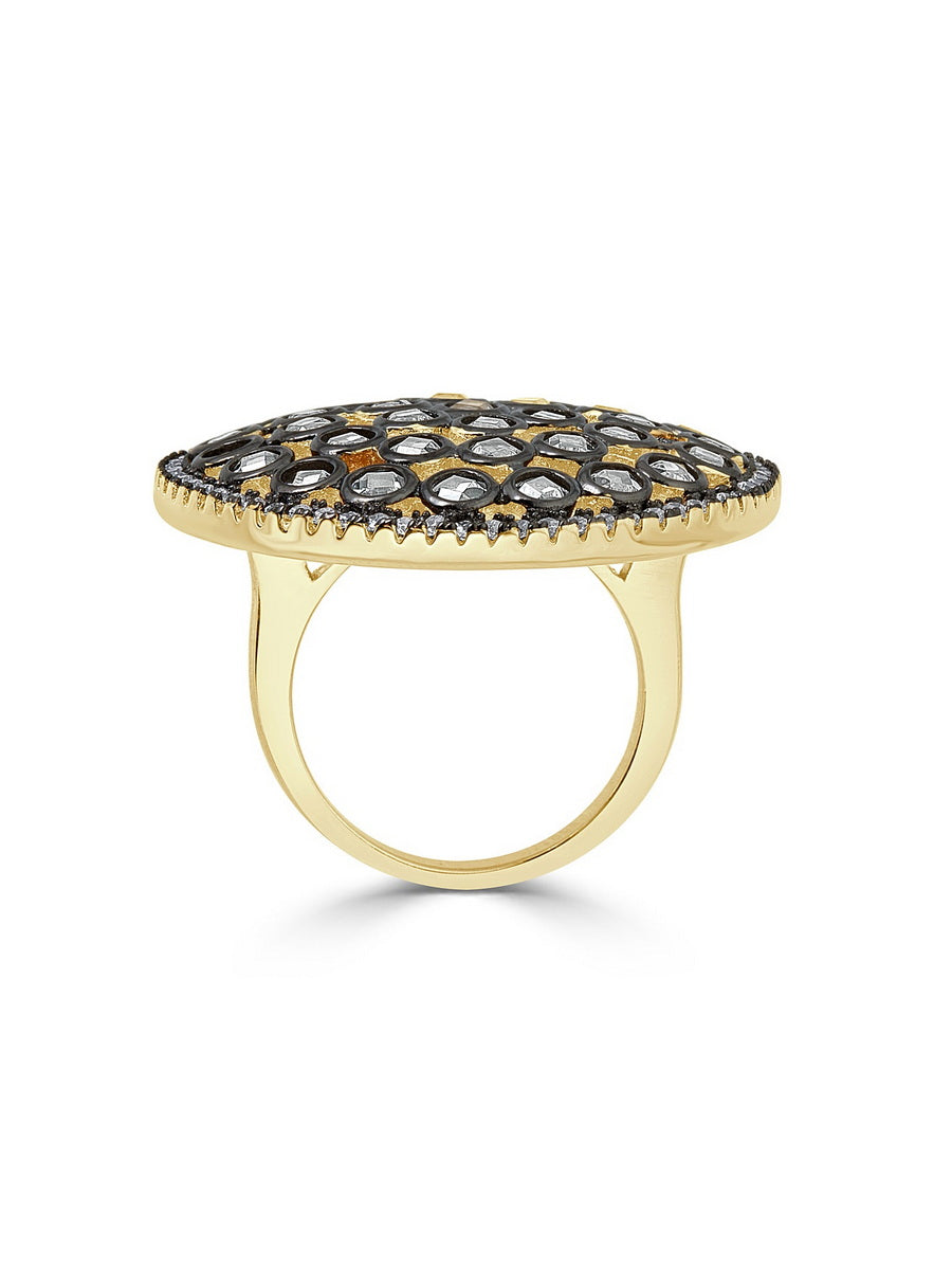 925 Sterling Silver Two Tone CZ Cocktail Ring