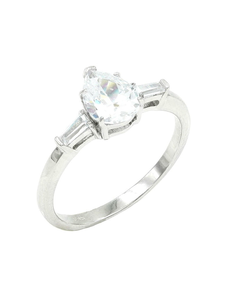 925 Silver Pear Cut Cubic Zirconia Wedding Ring