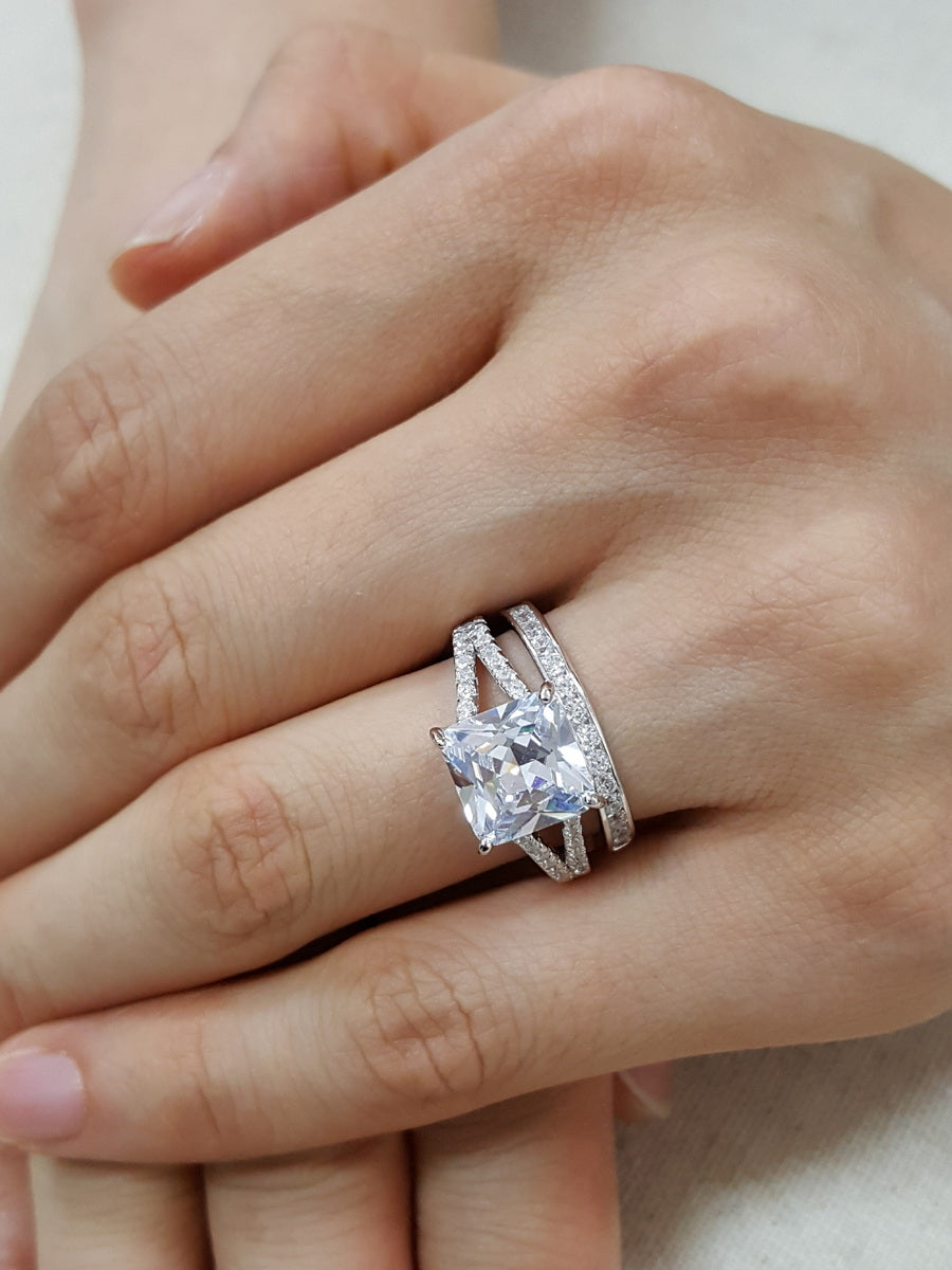 925 Sterling Silver Princess Cut CZ Ring