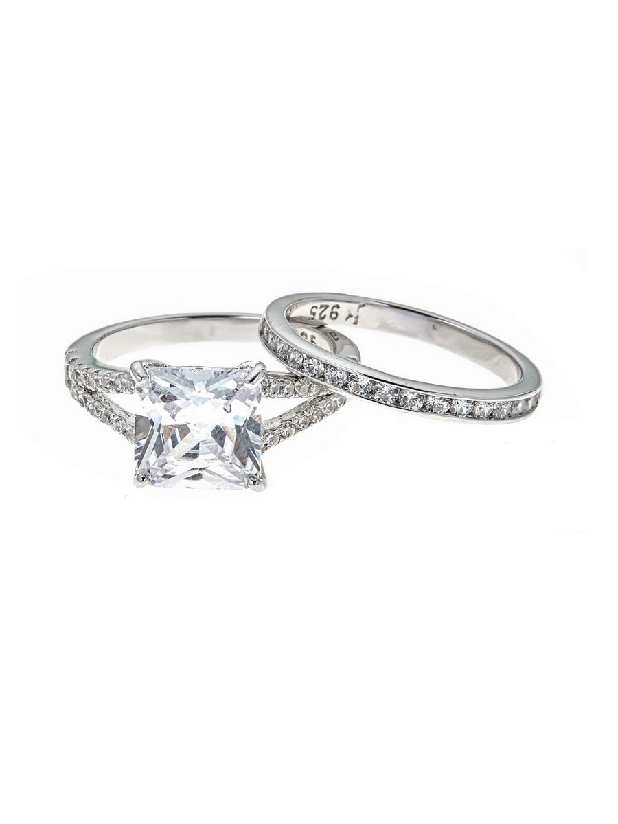 925 Sterling Silver Princess Cut CZ Ring