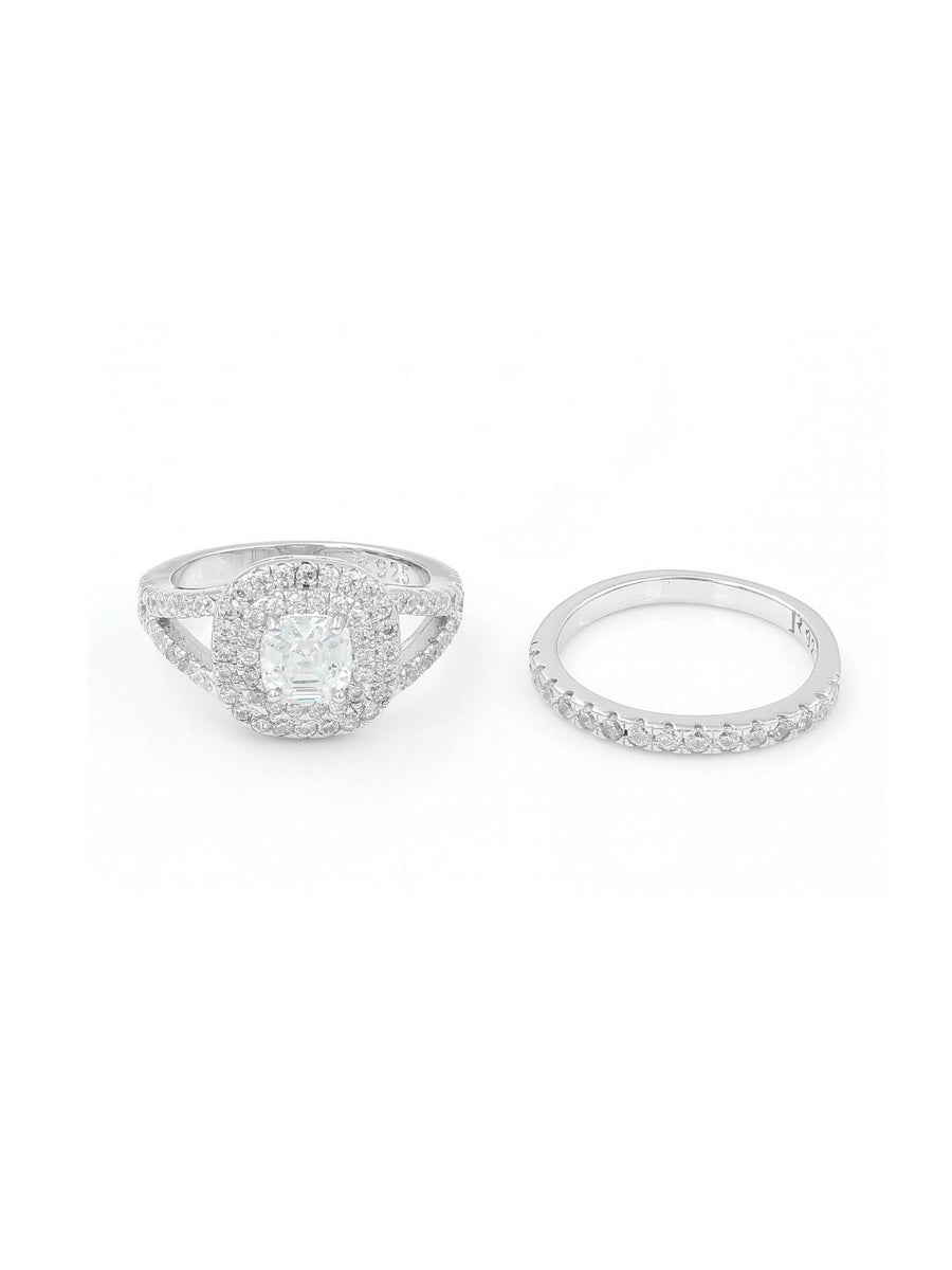 925 Sterling Silver Asscher Cut CZ Ring