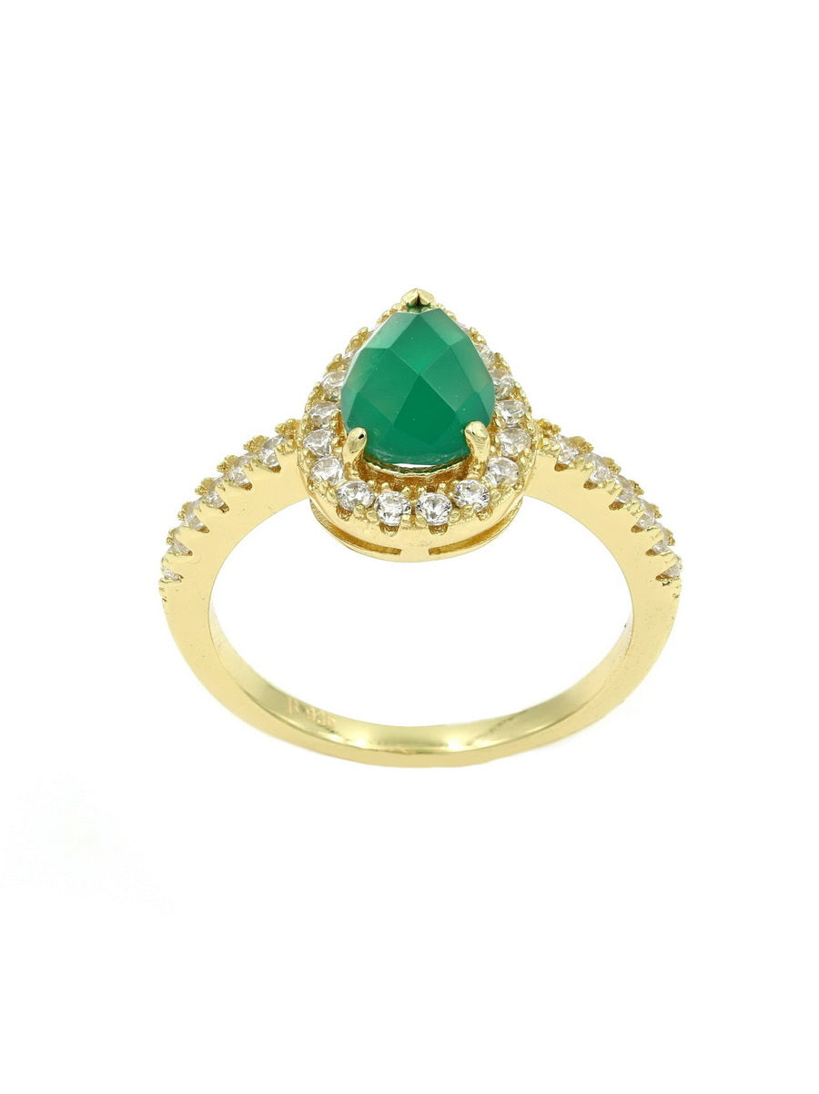 925 Sterling Silver Green Agate Ring