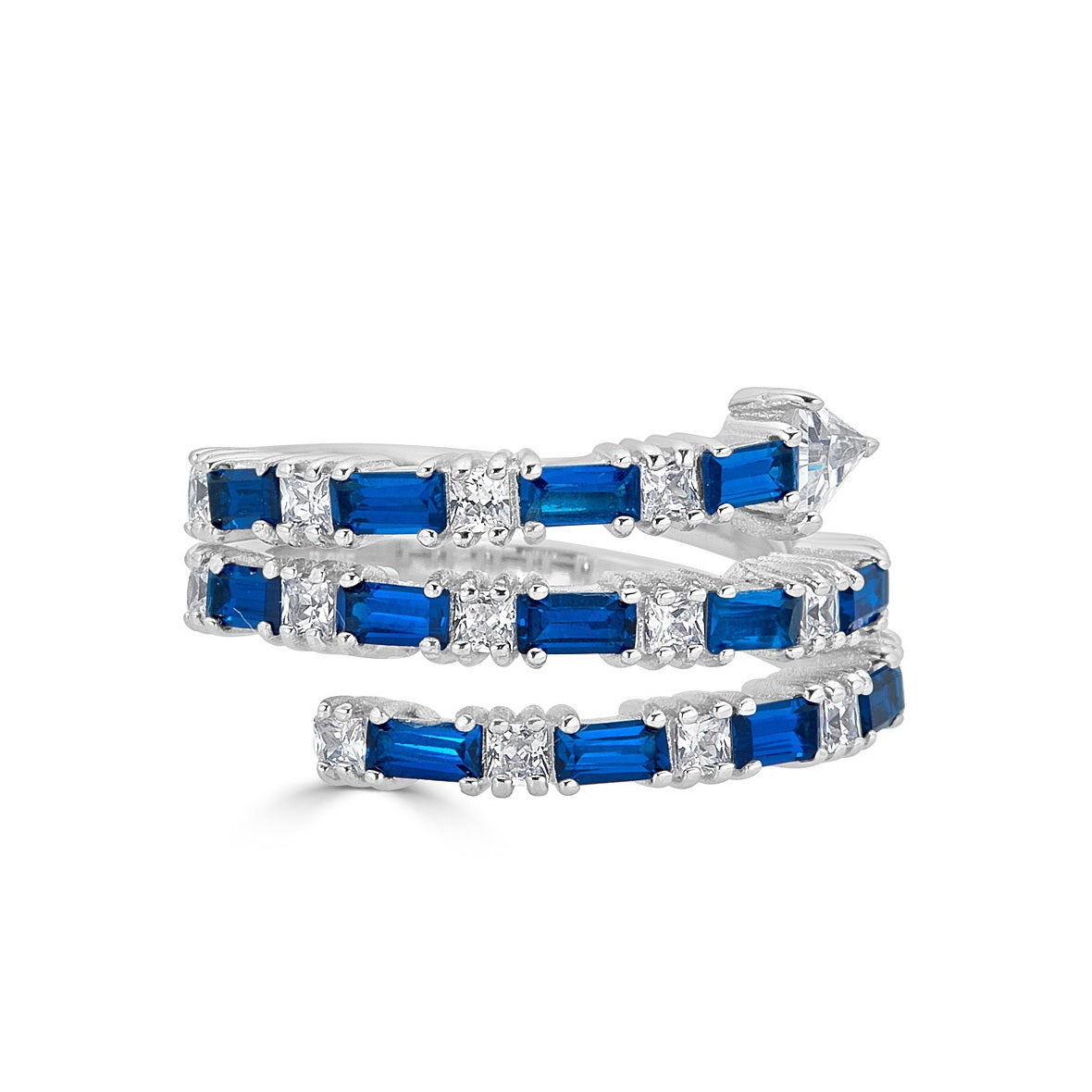 925 Sterling Silver Blue CZ Cocktail Ring