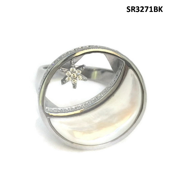 925 Sterling Silver Star & Moon Cocktail Ring