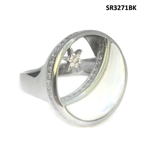 925 Sterling Silver Star & Moon Cocktail Ring