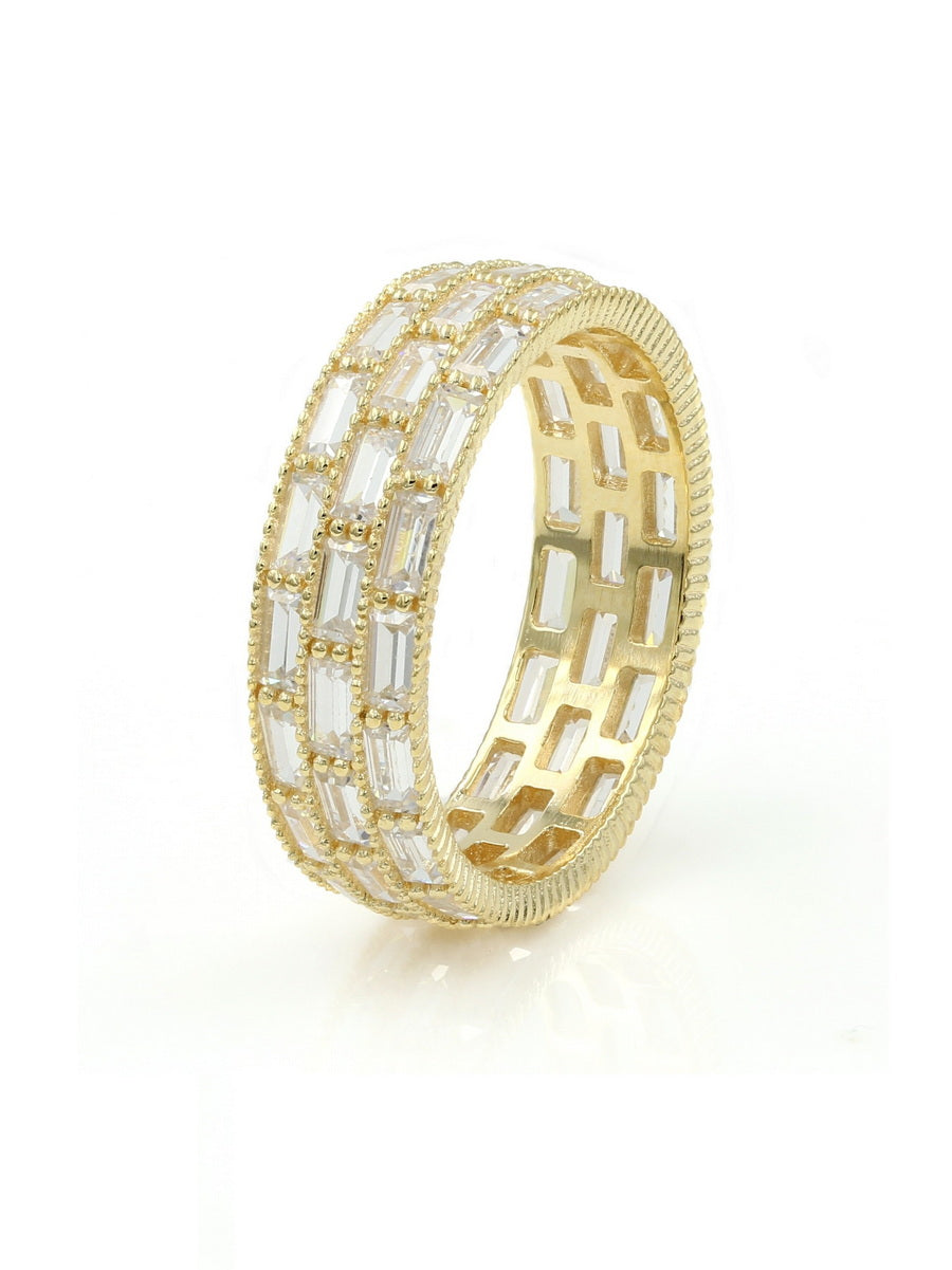 925 Sterling Silver Baguette CZ Band Ring