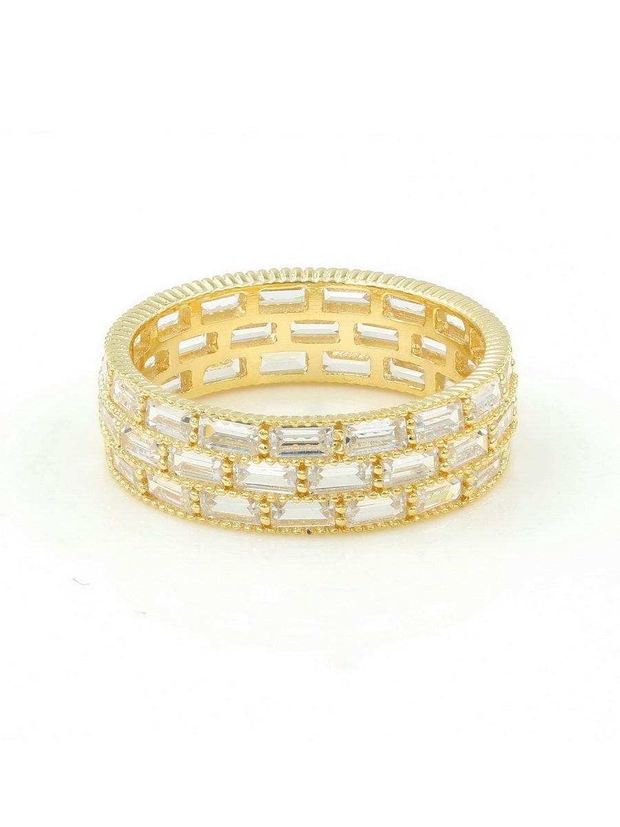 925 Sterling Silver Baguette CZ Band Ring