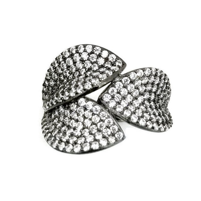 Exquisite Three Petal CZ Cocktail Ring