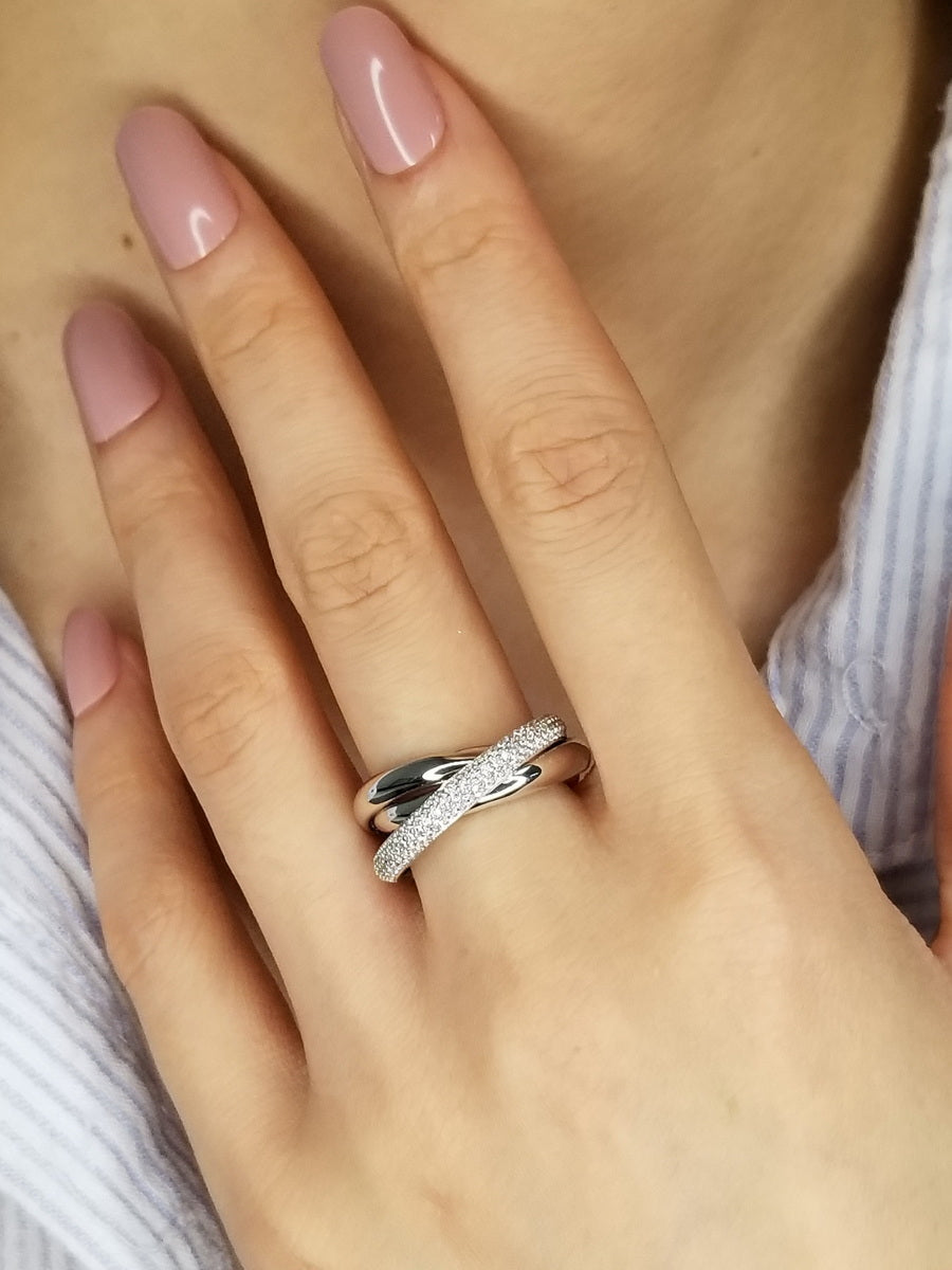 925 Sterling Silver CZ Twist Ring