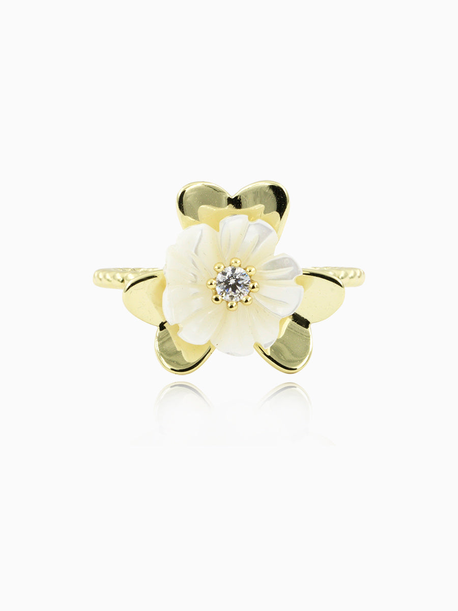 925 Sterling Silver MOP Freshness Flower Ring