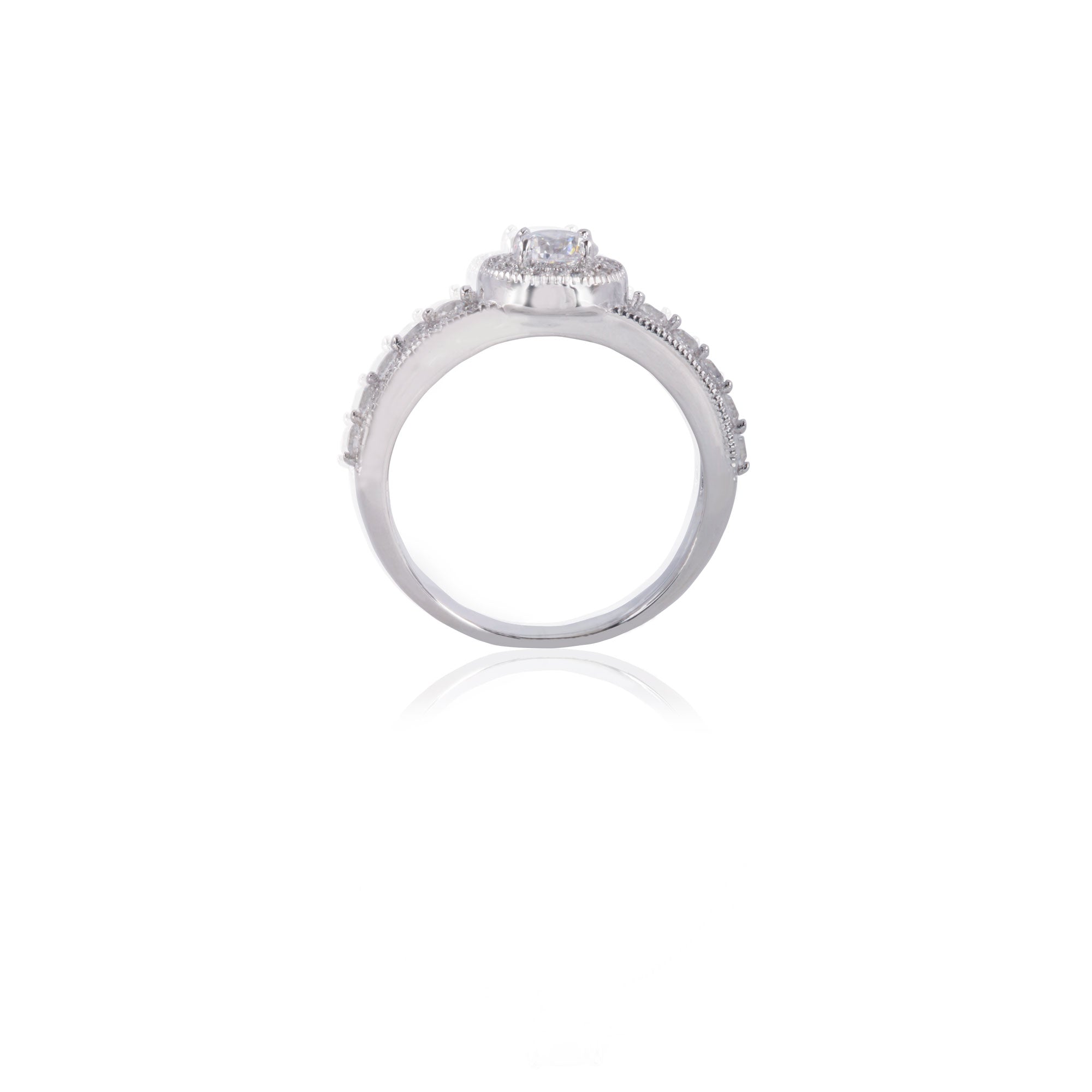 925 Silver Cubic Zirconia Halo Wedding Ring