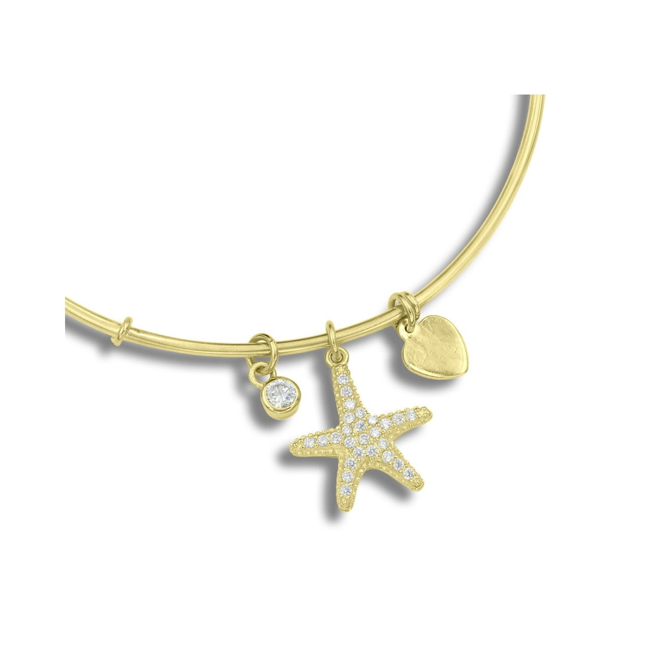 925 Sterling Silver Sea Star Charms Bangle