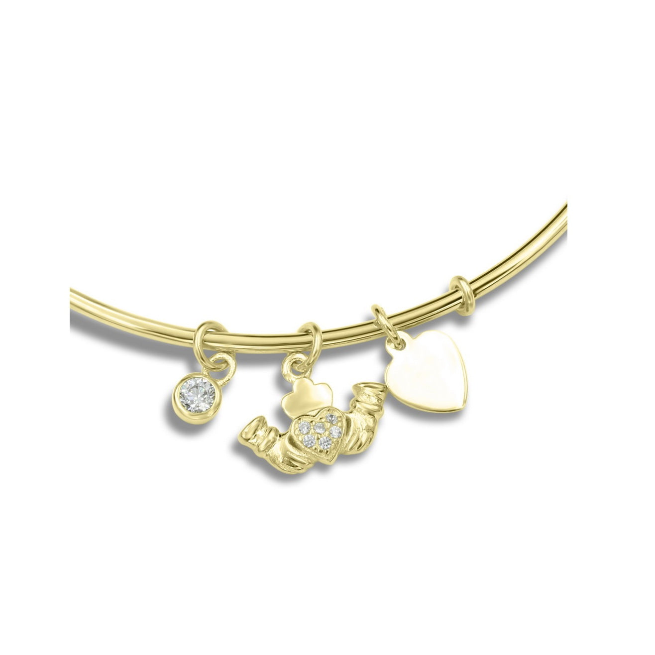 925 Sterling Silver Heart Charms Bangle