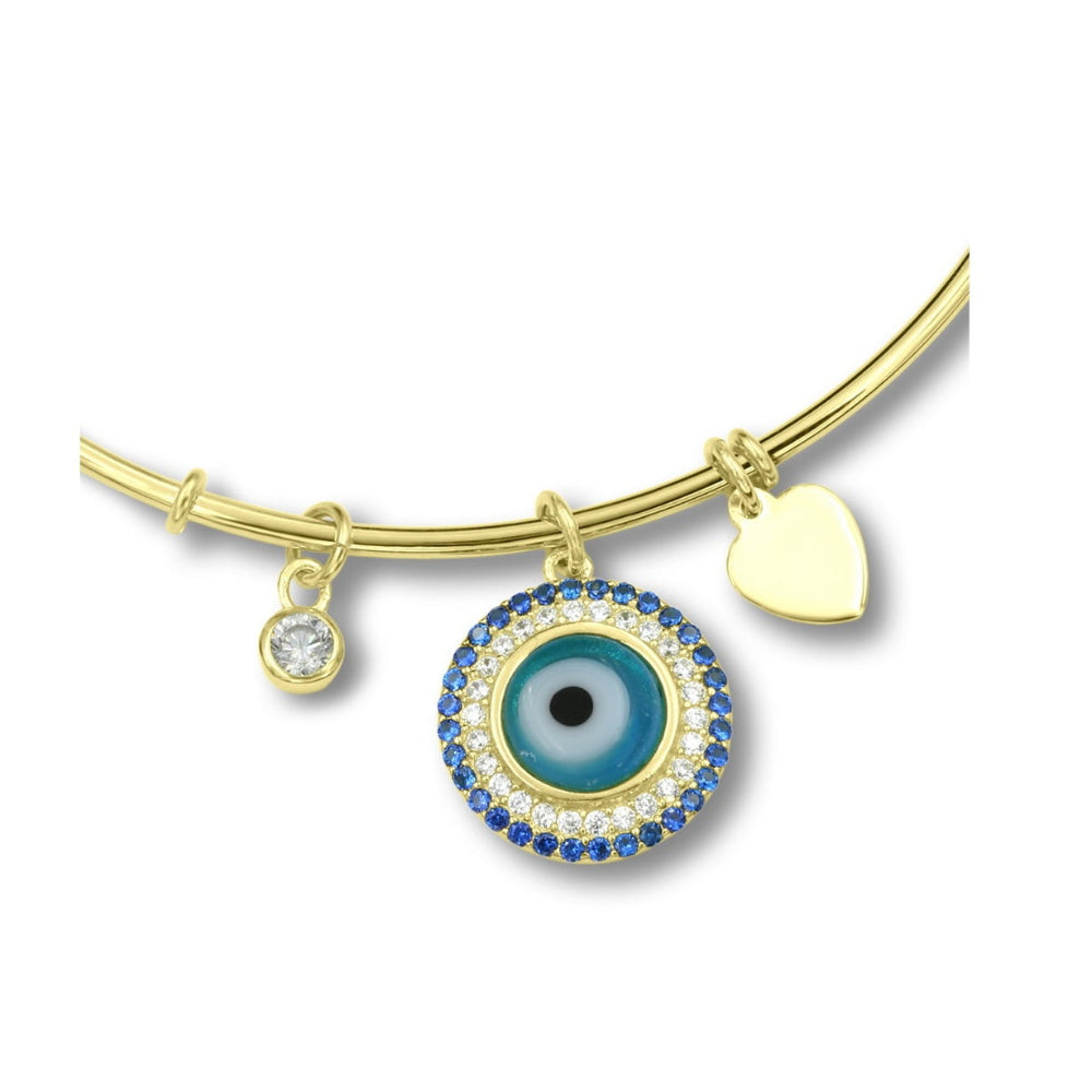 925 Sterling Silver Eye Charms Bangle